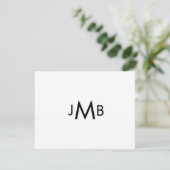 Minimalistische, moderne, gemerkte initialen plat bedankkaart (Staand voorkant)