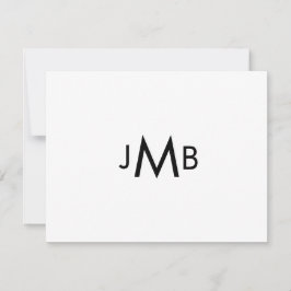 Minimalistische, moderne, gemerkte initialen plat bedankkaart