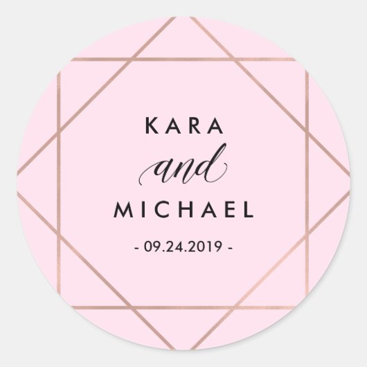 Minimalistische moderne geometrische blush roze br ronde sticker (Voorkant)
