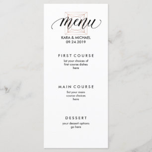 Minimalistische moderne geometrische diamant bruil menu