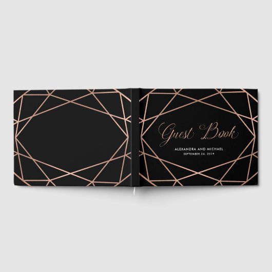 Minimalistische moderne geometrische faux Roos gou Gastenboek (Volledig)