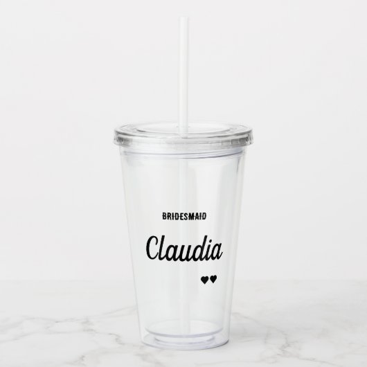 Minimalistische Moderne Gepersonaliseerde Bachelor Acryl Drinkbeker (Voorkant)