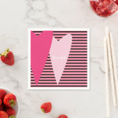 Minimalistische Moderne Gestreepte Roze Harten Cus Servet (Insitu)