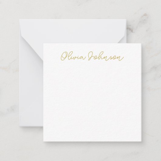 Minimalistische, moderne, Gold White Note Kaart Notitiekaartje (Voorkant)