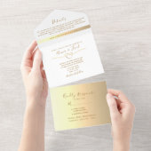 Minimalistische moderne gouden bruiloft all in one uitnodiging (Afscheurbaar)