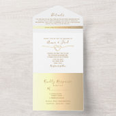 Minimalistische moderne gouden bruiloft all in one uitnodiging (Binnen)