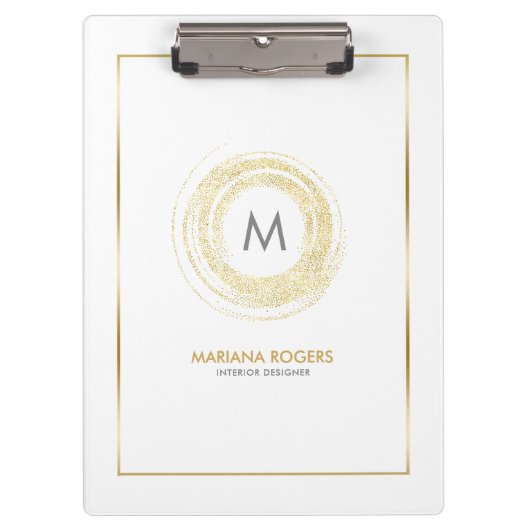 Minimalistische moderne gouden glittercirkel klembord (Voorkant)