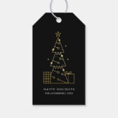 Minimalistische Moderne Gouden Kerstboom Chic Zwar Cadeaulabel (Achterkant)
