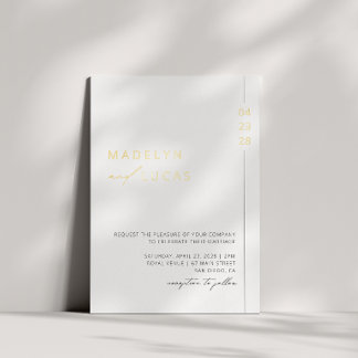 Minimalistische moderne gouden QR-code bruiloft Folie Uitnodiging