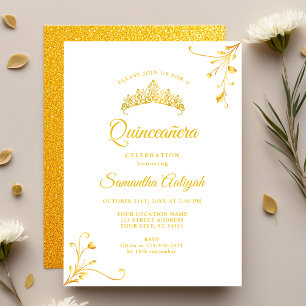 Minimalistische moderne gouden quinceanera kaart