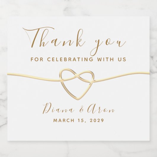 Minimalistische moderne gouden script bruiloft sparkling wijnetiket (Enkel label)