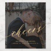 Minimalistische moderne gouden script juicht foto wijn etiket (Enkel label)