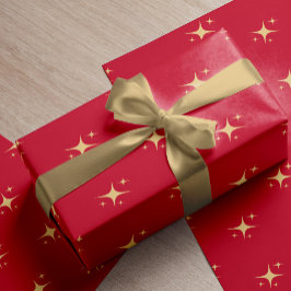 Minimalistische moderne gouden sterren rood kerstc cadeaupapier