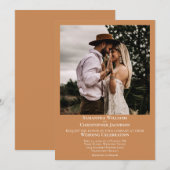 Minimalistische moderne gouden tan foto bruiloft kaart (Voorkant / Achterkant)