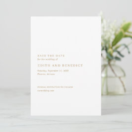 Minimalistische moderne gouden trouw save the date