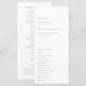 Minimalistische moderne gouden trouwdag programmakaart (Voorkant / Achterkant)