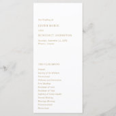 Minimalistische moderne gouden trouwdag programmakaart (Voorkant)