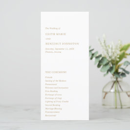 Minimalistische moderne gouden trouwdag programmakaart
