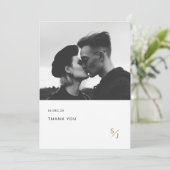 Minimalistische Moderne Gouden Typografie Fotobrui Bedankkaart (Staand voorkant)