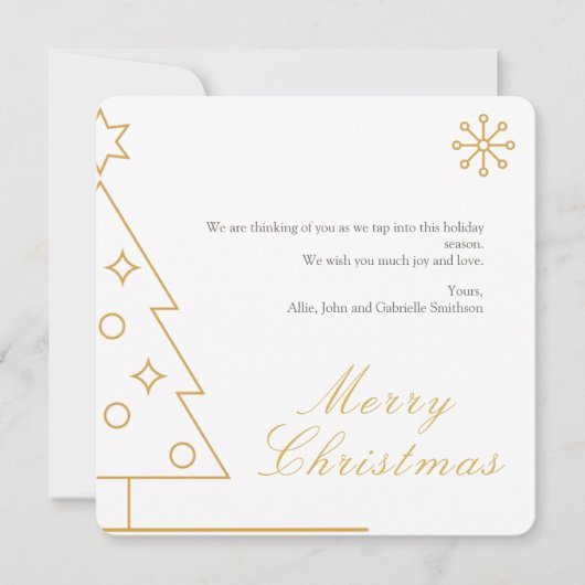 Minimalistische, moderne gouden vierkante kerstkaa (Voorkant)