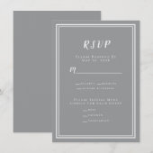 Minimalistische moderne grijze chic bruiloft RSVP (Voorkant / Achterkant)
