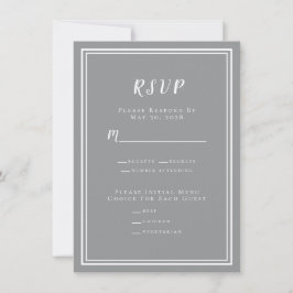 Minimalistische moderne grijze chic bruiloft RSVP