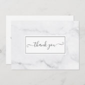 Minimalistische moderne grijze marmeren script bedankkaart (Voorkant / Achterkant)