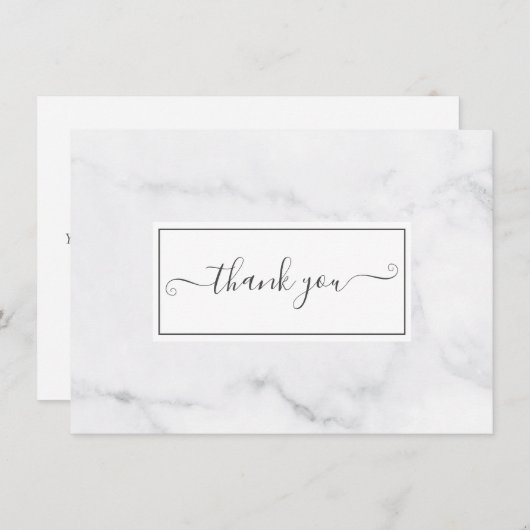Minimalistische moderne grijze marmeren script bedankkaart (Voorkant / Achterkant)