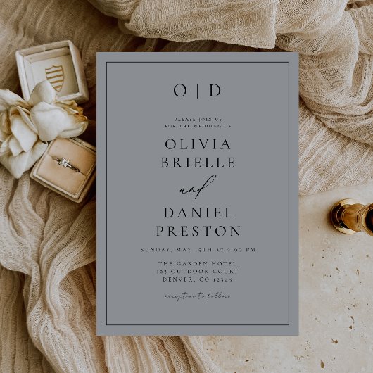 Minimalistische moderne grijze Pewter kalligrafie  Kaart