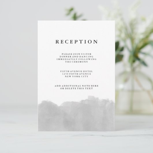 Minimalistische moderne grijze Waterverf receptie Informatiekaartje (Staand voorkant)