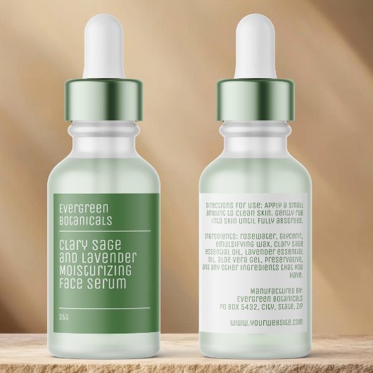minimalistische moderne groene druppelfleslabel etiket