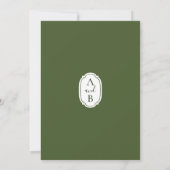 Minimalistische moderne groene en witte bloemenbru kaart (Achterkant)