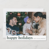 Minimalistische, moderne, groene Typografie brede  Feestdagenkaart (Voorkant)