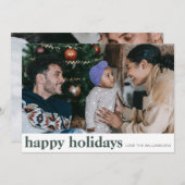 Minimalistische, moderne, groene Typografie brede  Feestdagenkaart (Voorkant / Achterkant)