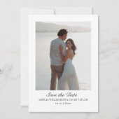 Minimalistische moderne grote foto klassiek schrif save the date (Voorkant)