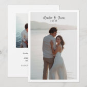 Minimalistische moderne grote foto stijlvol script save the date (Voorkant / Achterkant)