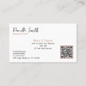 Minimalistische moderne Haarstylist QR-codeverwijz Visitekaartje (Achterkant)