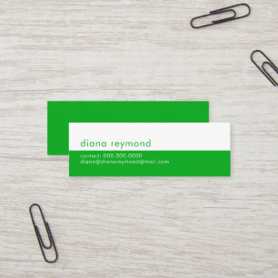 Minimalistische moderne half groene en witte eenvo mini visitekaartje