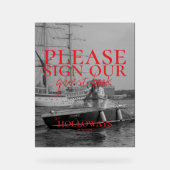 Minimalistische moderne handgeschreven gastenboek acryl bord (Voorkant)