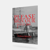 Minimalistische moderne handgeschreven gastenboek acryl bord (Hoek)