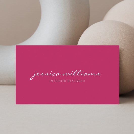 Minimalistische moderne handgeschreven magenta visitekaartje