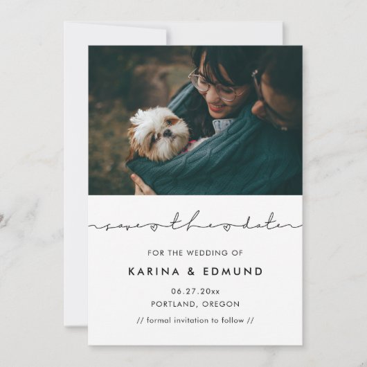 Minimalistische moderne handgeschreven Save the da Date (Voorkant)