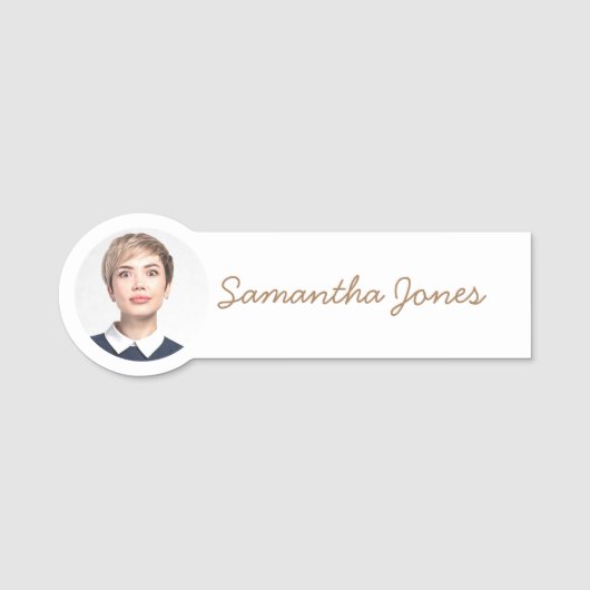 Minimalistische moderne handgeschreven scriptfoto naamplaatje (Voorkant)