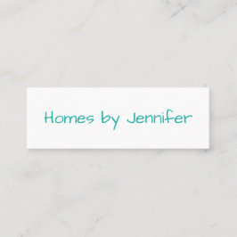 Minimalistische moderne handgeschreven Turquoise P Mini Visitekaartje