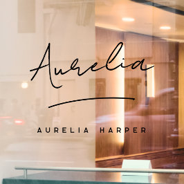 Minimalistische moderne handtekeningnaam voor klei raamsticker