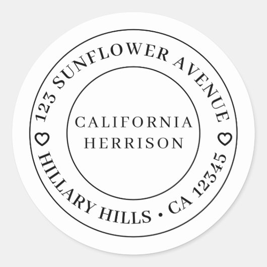 Minimalistische moderne hart randontwerp ronde sticker (Voorkant)