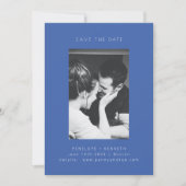 Minimalistische Moderne Heldere Kobalt Blauwe Foto Save The Date (Voorkant)