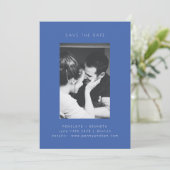 Minimalistische Moderne Heldere Kobalt Blauwe Foto Save The Date (Staand voorkant)
