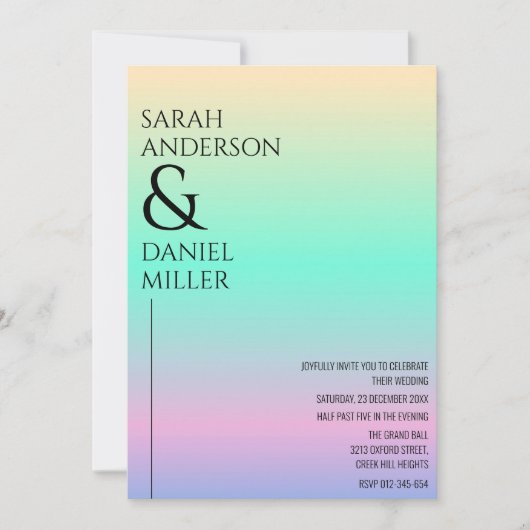 Minimalistische moderne holografische ombre bruilo kaart (Voorkant)