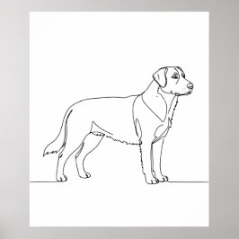 Minimalistische moderne hondenlijn kunst tekening poster